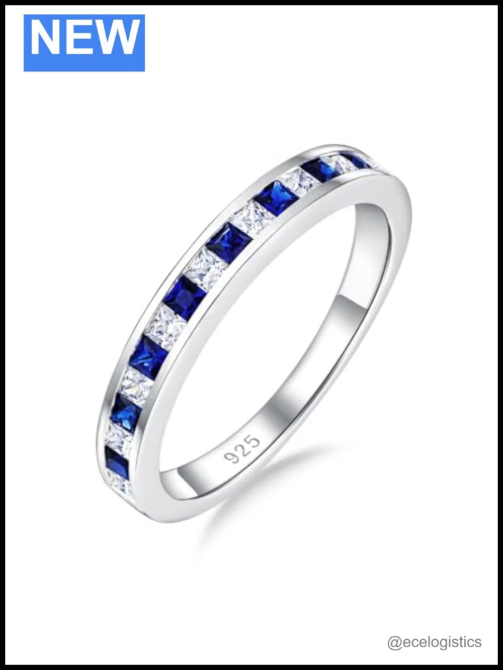 Sterling Silver Eternity Wedding Band Stackable Birthstone Ring Gift Box
